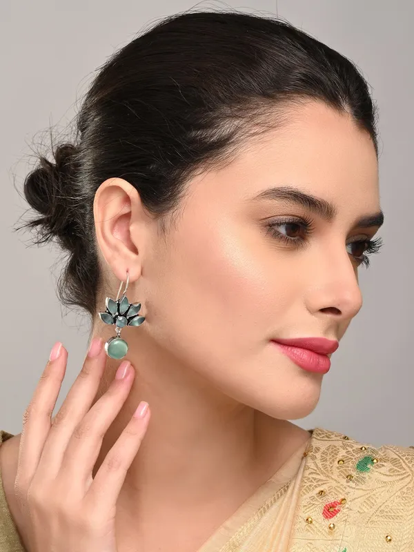 Brass_Lotus_Motif_Stone_Drop_Earrings