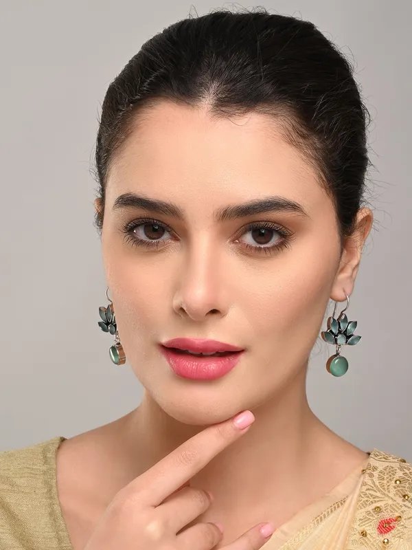 Brass_Lotus_Motif_Stone_Drop_Earrings