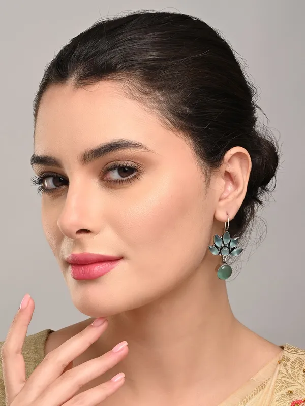 Brass_Lotus_Motif_Stone_Drop_Earrings
