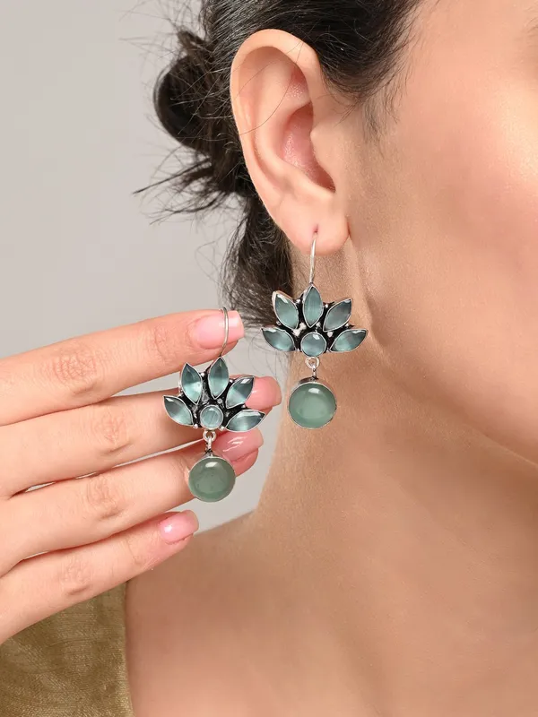 Brass_Lotus_Motif_Stone_Drop_Earrings