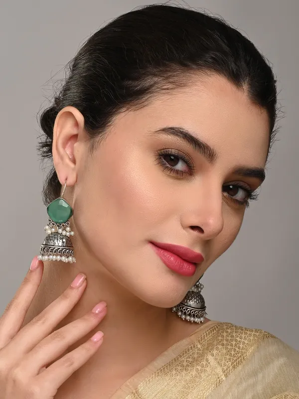 Oxidised_Silver_Brass_Stone_Jhumka_Earrings