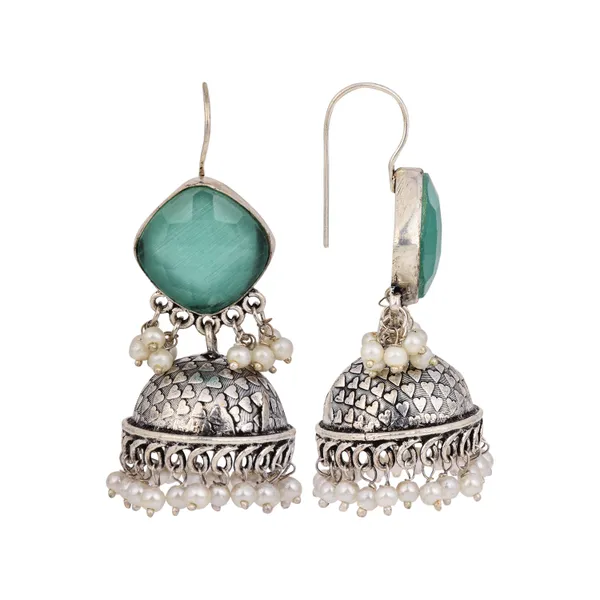Oxidised_Silver_Brass_Stone_Jhumka_Earrings
