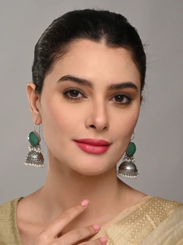 Oxidised_Silver_Brass_Stone_Jhumka_Earrings