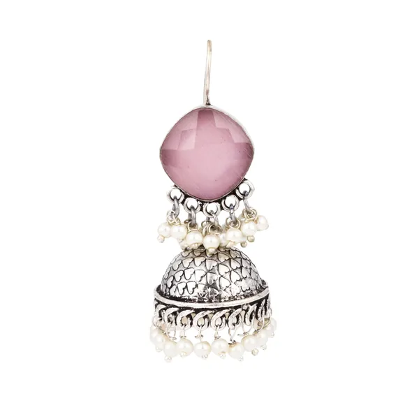 Oxidised_Silver_Brass_Stone_Jhumka_Earrings