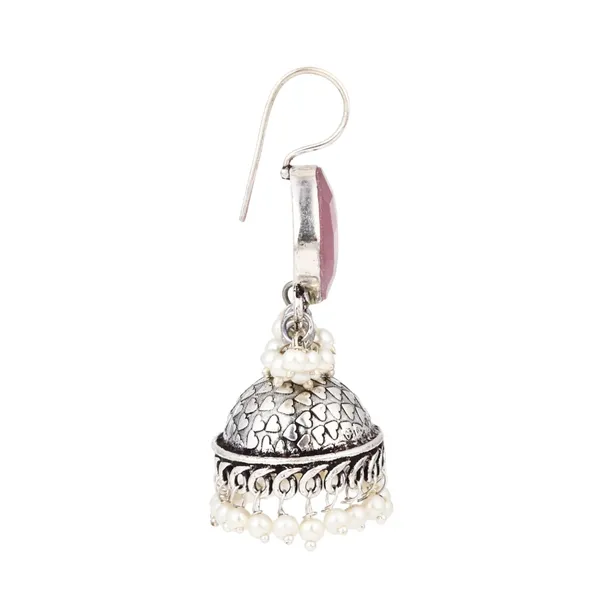 Oxidised_Silver_Brass_Stone_Jhumka_Earrings