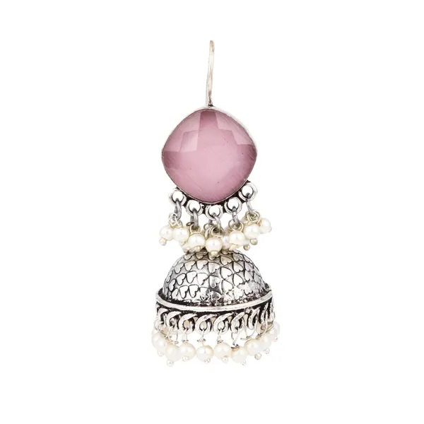 Oxidised_Silver_Brass_Stone_Jhumka_Earrings