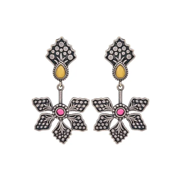 Oxidised_Silver_Brass_Floral_Drop_Earrings