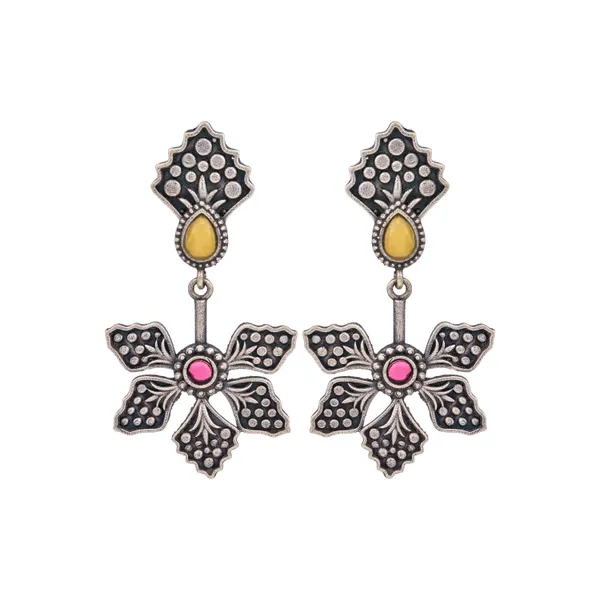 Oxidised_Silver_Brass_Floral_Drop_Earrings