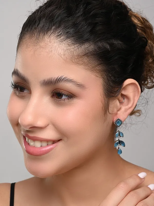 Oxidised_Silver_Brass_Leaf_Drop_Earrings
