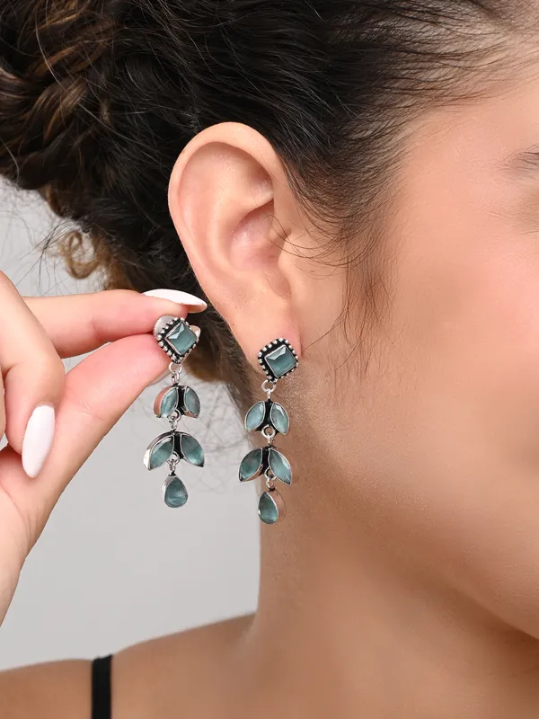 Oxidised_Silver_Brass_Leaf_Drop_Earrings