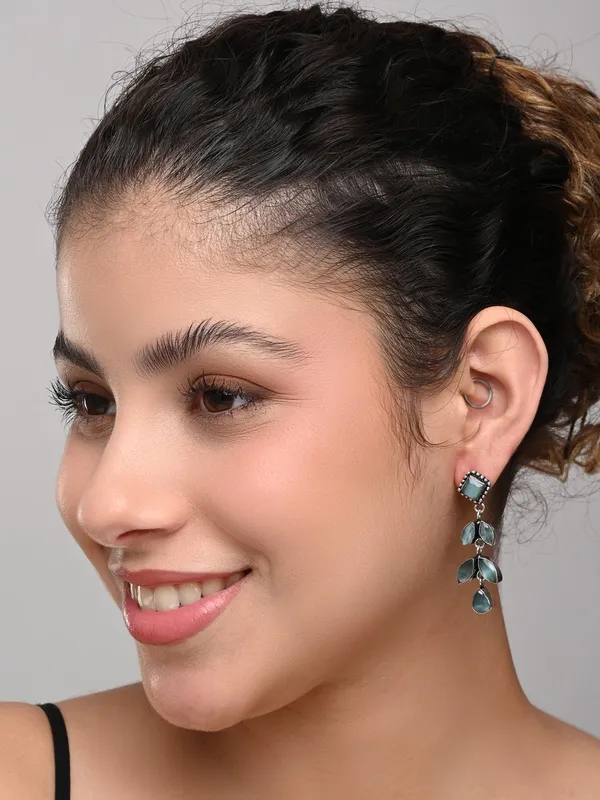 Oxidised_Silver_Brass_Leaf_Drop_Earrings