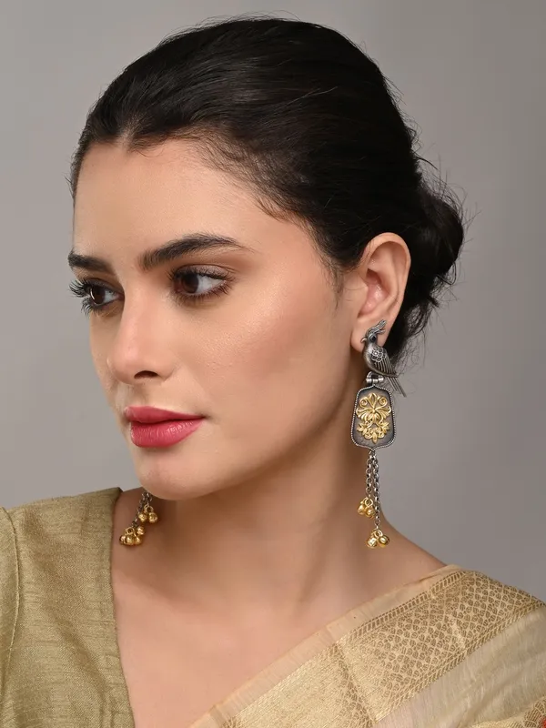 Oxidised_Silver_Brass_Bird_Motif_Drop_Earrings