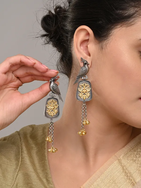 Oxidised_Silver_Brass_Bird_Motif_Drop_Earrings