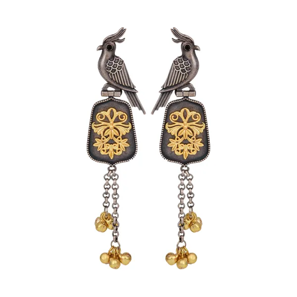 Oxidised_Silver_Brass_Bird_Motif_Drop_Earrings