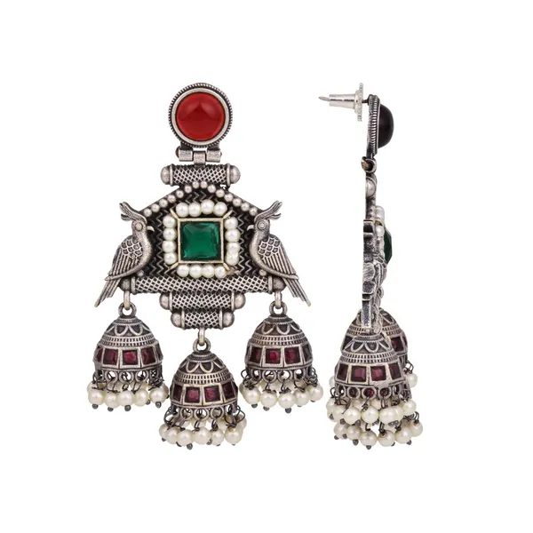 Oxidised_Temple_Style_Bird_Jhumka_Earrings
