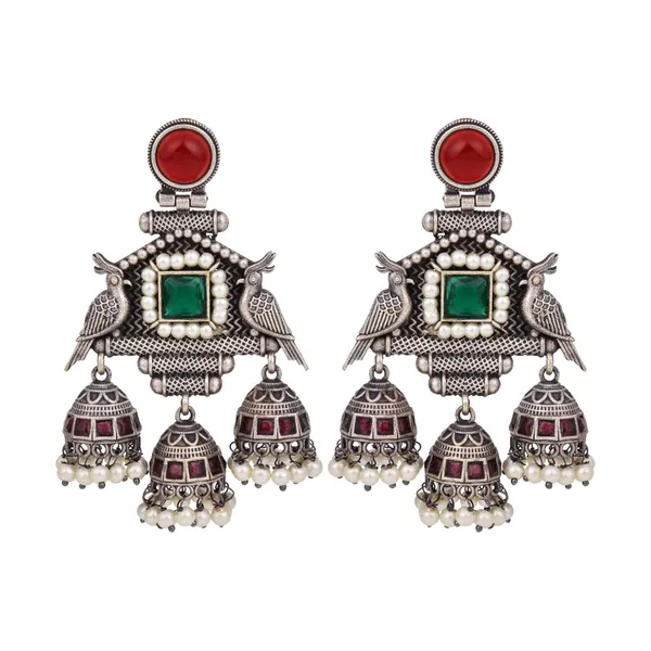 Oxidised_Temple_Style_Bird_Jhumka_Earrings