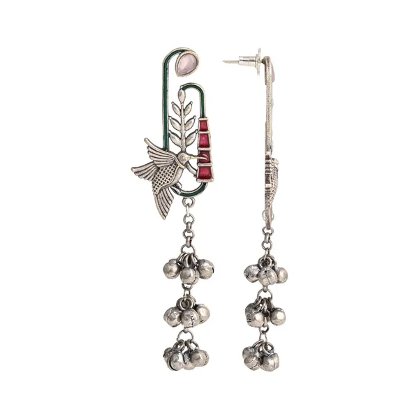 Silver_Oxydies_Finish_Ghungroo_Charm_Drop_Earring