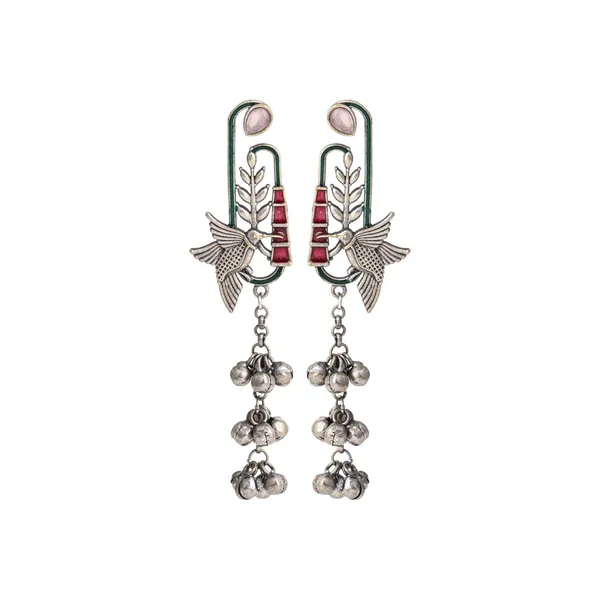 Silver_Oxydies_Finish_Ghungroo_Charm_Drop_Earring