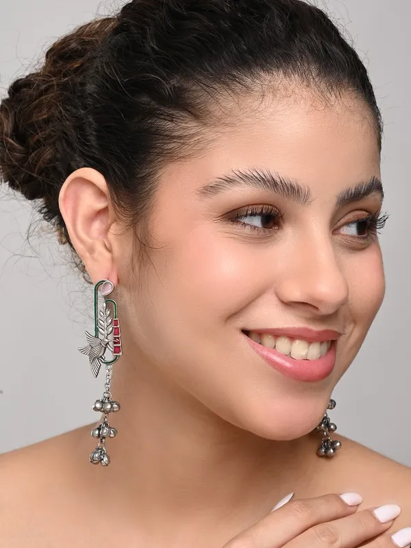 Silver_Oxydies_Finish_Ghungroo_Charm_Drop_Earring