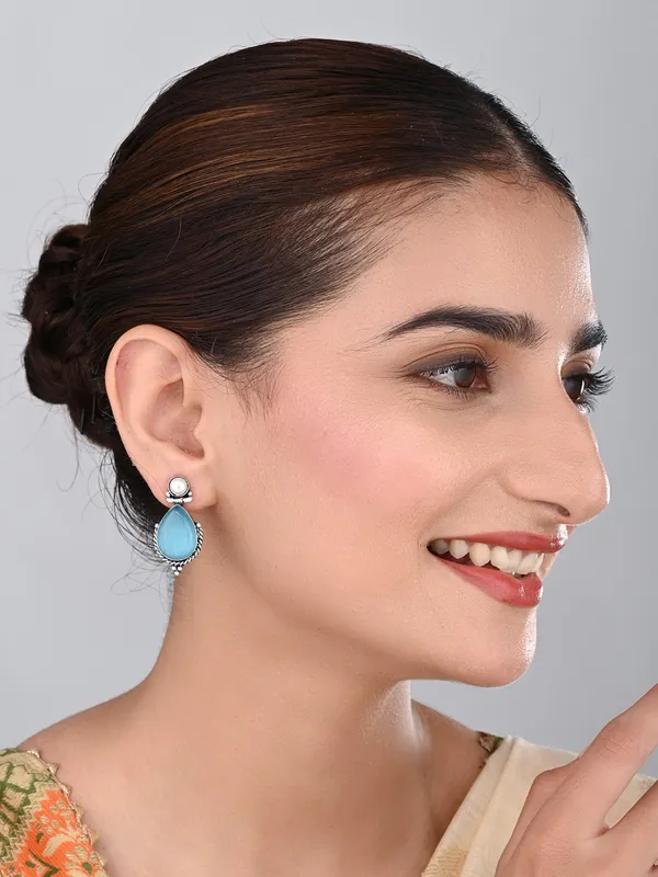 Pearl_&_Tear_drop_stone_Earring