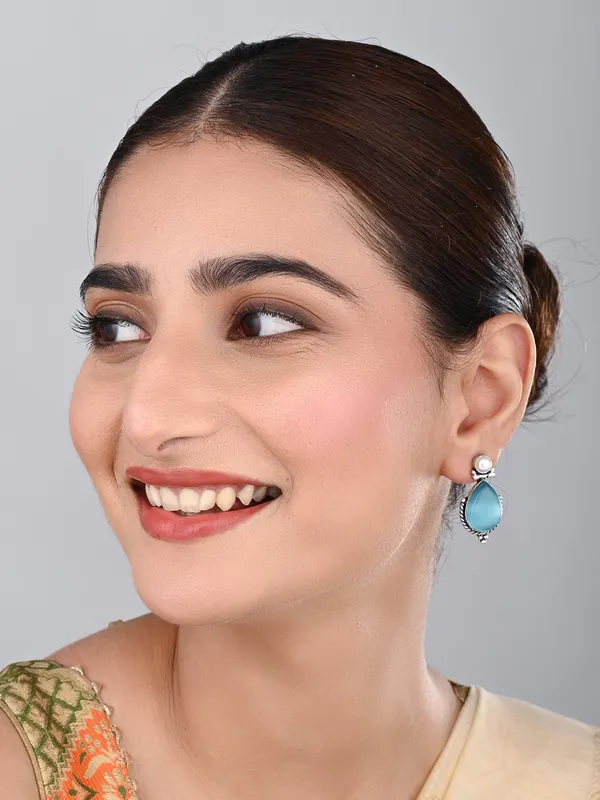 Pearl_&_Tear_drop_stone_Earring