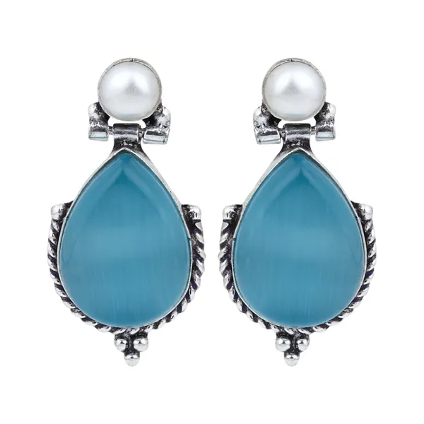 Pearl_&_Tear_Drop_Stone_Earring