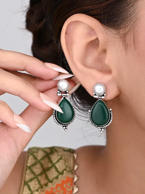 Pearl_&_Tear_drop_stone_Earring
