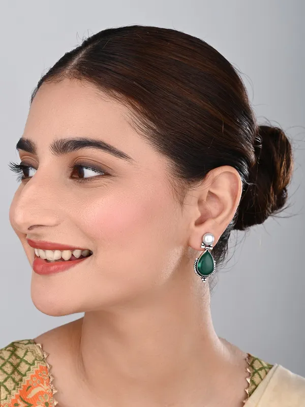 Pearl_&_Tear_Drop_Stone_Earring