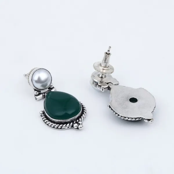 Pearl_&_Tear_Drop_Stone_Earring