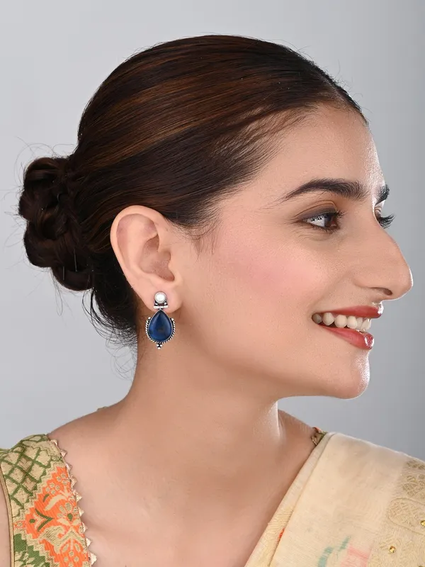 Pearl_&_Tear_drop_stone_Earring