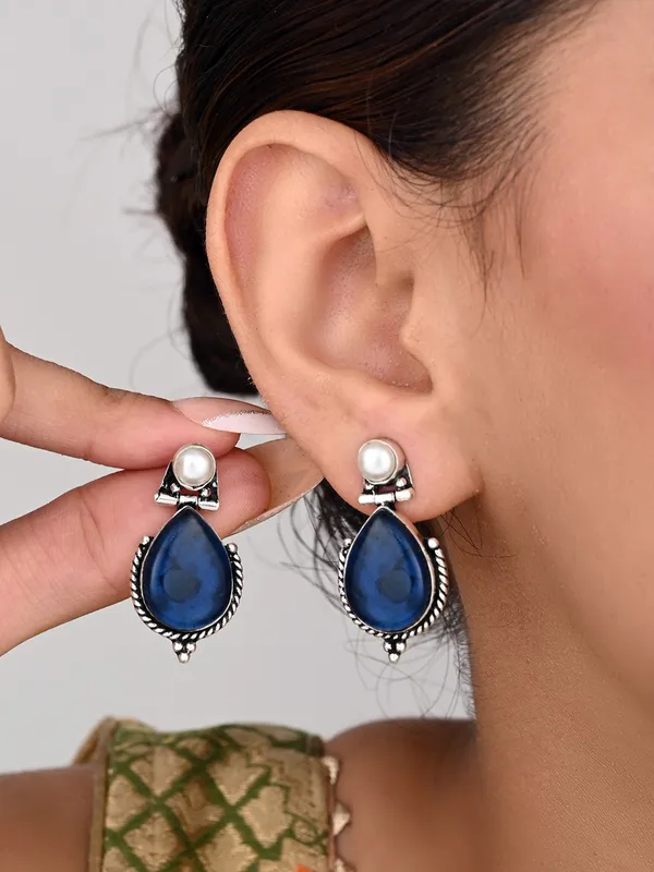 Pearl_&_Tear_Drop_Stone_Earring