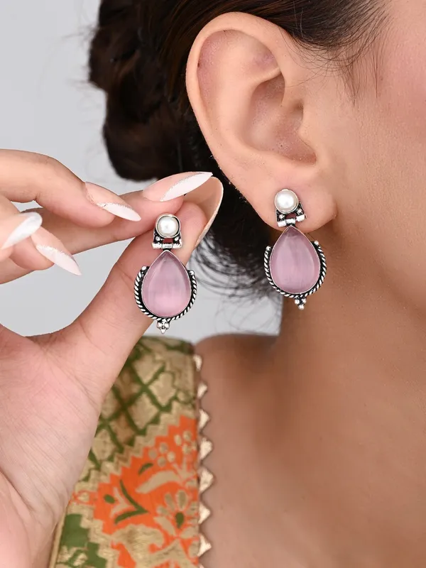 Pearl_&_Tear_drop_stone_Earring