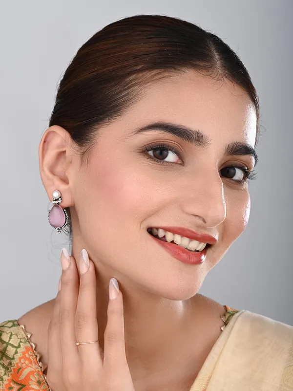 Pearl_&_Tear_drop_stone_Earring