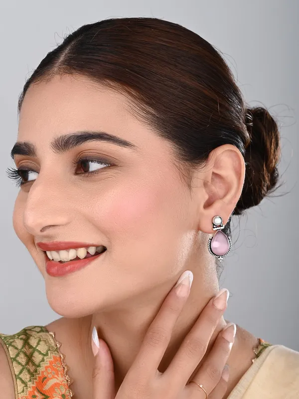 Pearl_&_Tear_drop_stone_Earring