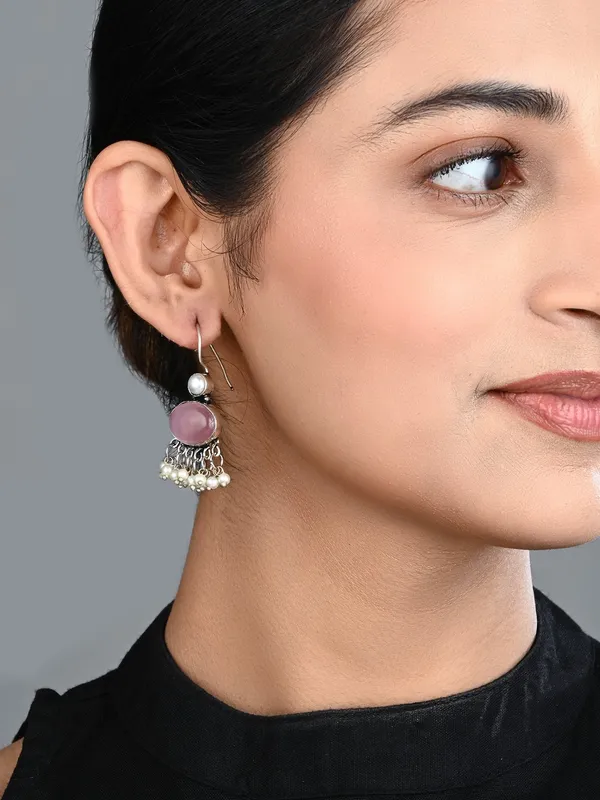 Stone_Pearl_Fringe_Drop_Earrings