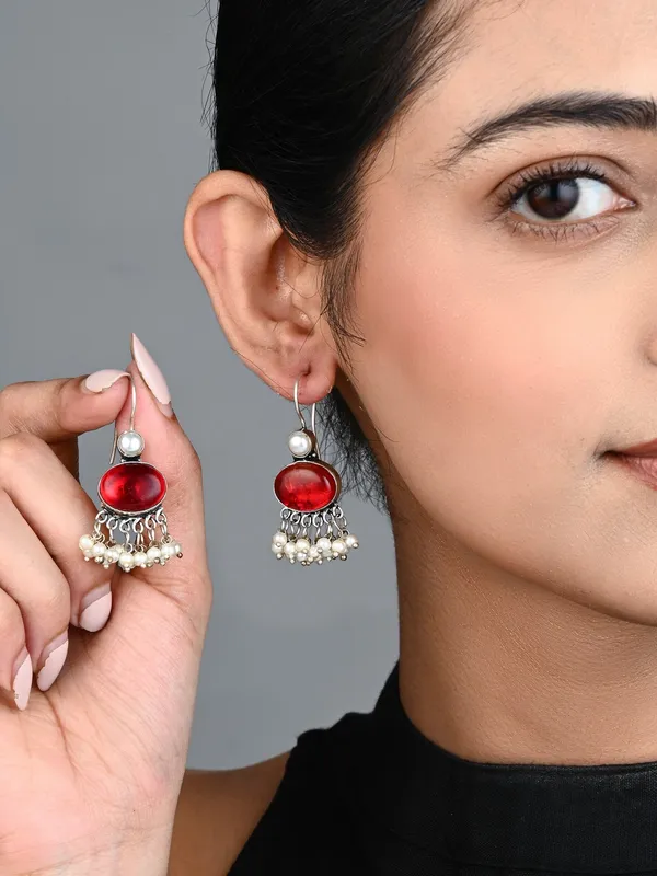 Stone_Pearl_Fringe_Drop_Earrings
