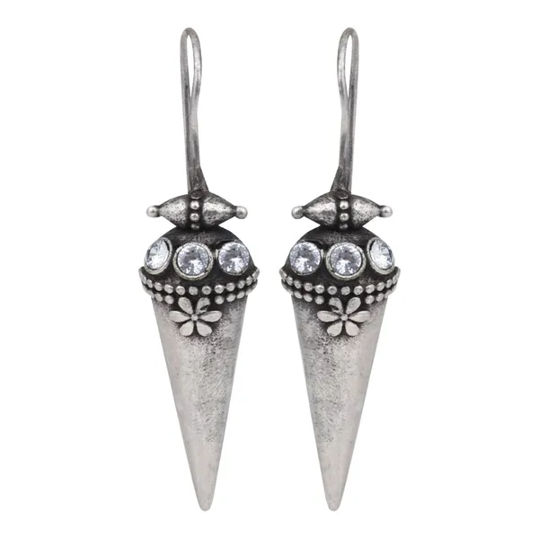 Oxidized_Cone_Drop_Hook_Earrings