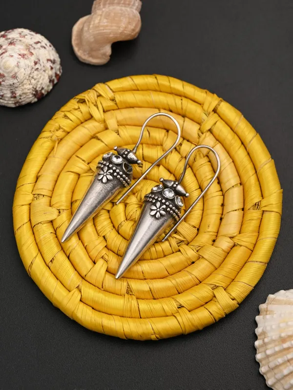 Oxidized_Cone_Drop_Hook_Earrings