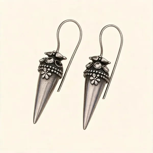 Oxidized_Cone_Drop_Hook_Earrings_Pack_Of_2