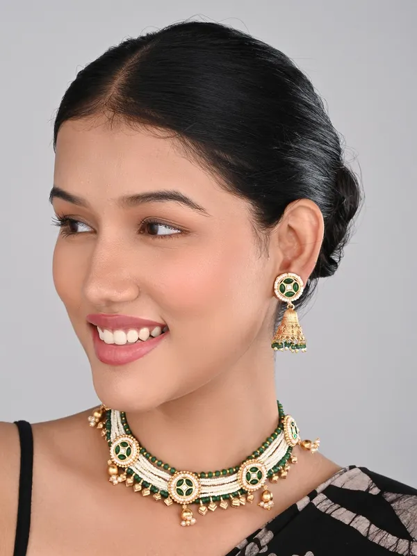 Gold_plated,Beads_&_Brass_Necklace_&_Earring_Set