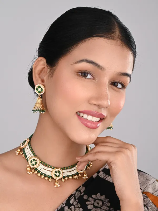 Gold_plated,Beads_&_Brass_Necklace_&_Earring_Set