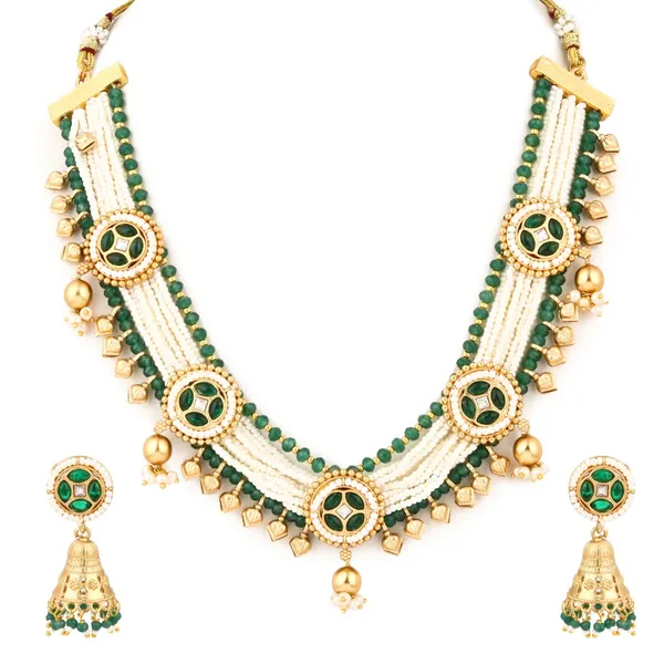 Gold_plated,Beads_&_Brass_Necklace_&_Earring_Set