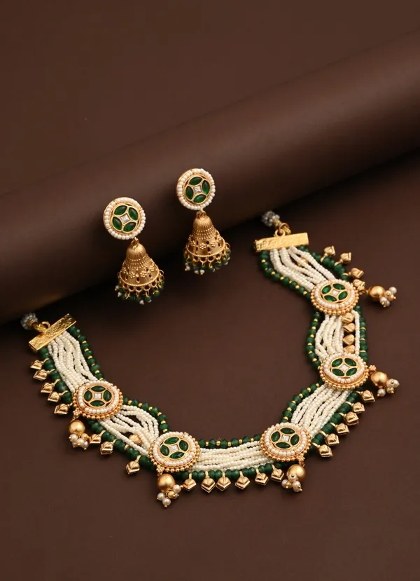 Gold_Plated_Beads_Brass_Necklace_And_Earring_Set