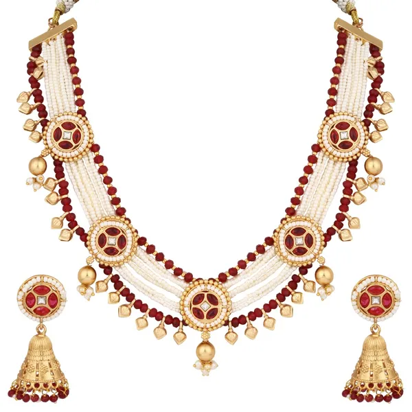Gold_plated,Beads_&_Brass_Necklace_&_Earring_Set