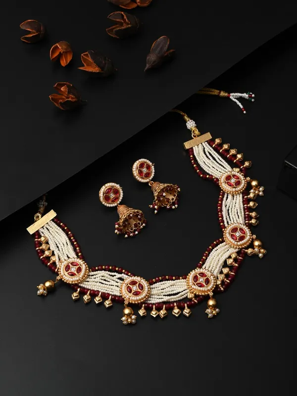Gold_Plated_Beads_Brass_Necklace_And_Earring_Set