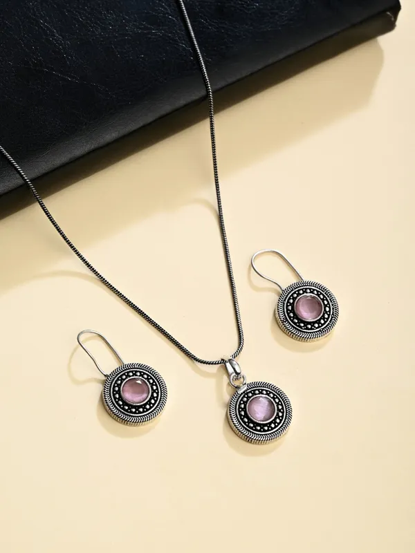 Oxidised_Pendant_Necklace_Set_with_Matching_Drop_Earrings