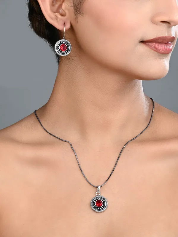 Oxidised_Pendant_Necklace_Set_with_Matching_Drop_Earrings