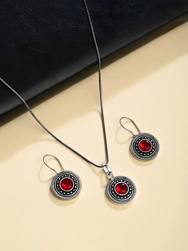 Oxidised_Pendant_Necklace_Set_with_Matching_Drop_Earrings