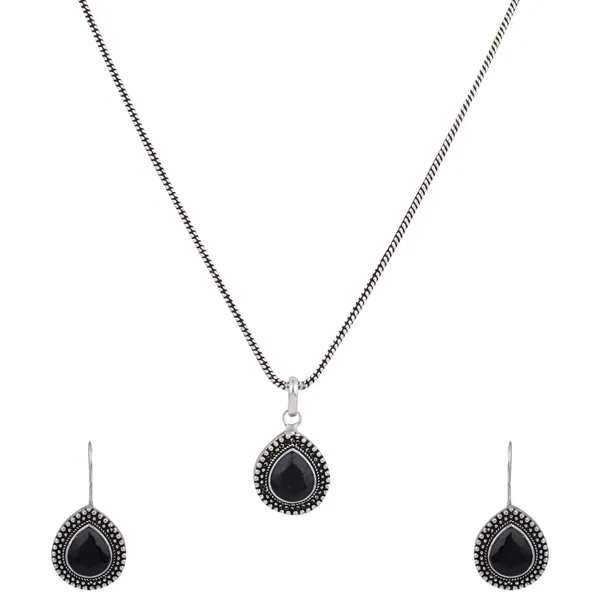 Oxidised_Teardrop_Pendant_Necklace_Set_With_Matching_Drop_Earrings