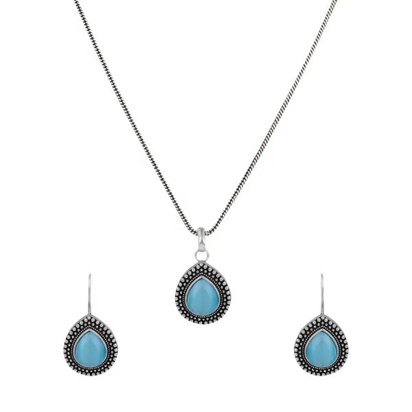 Oxidised_Teardrop_Pendant_Necklace_Set_With_Matching_Drop_Earrings
